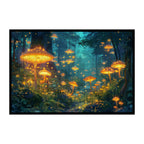 Mystical Night Mushroom Woods Wooden Jigsaw Puzzle Framed, Magical Forest Wall Art