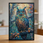 Mystical Owl Shaped Wooden Jigsaw Puzzle - Autumn Forest Animal Wood Puzzle for Adults