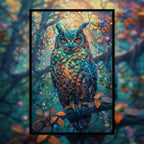 Mystical Owl Shaped Wooden Jigsaw Puzzle - Autumn Forest Animal Wood Puzzle for Adults