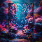 Neon Coral Reef Wooden Jigsaw Puzzle - Vibrant Ocean Wildlife Wood Puzzle for Adults