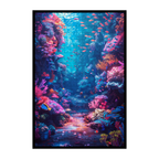 Neon Coral Reef Wooden Jigsaw Puzzle - Vibrant Ocean Wildlife Wood Puzzle for Adults