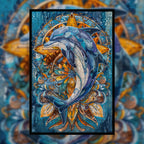 Ocean Breeze Dolphin Mandala Wooden Jigsaw Puzzle - Serene Marine Animal Shaped Wood Puzzle