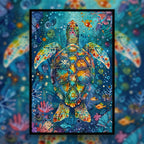 Ocean Sea Turtle Mandala Wooden Jigsaw Puzzle - Serene Marine Animal Shaped Wood Puzzle - Coastal Home Decor