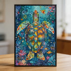 Ocean Sea Turtle Mandala Wooden Jigsaw Puzzle - Serene Marine Animal Shaped Wood Puzzle - Coastal Home Decor