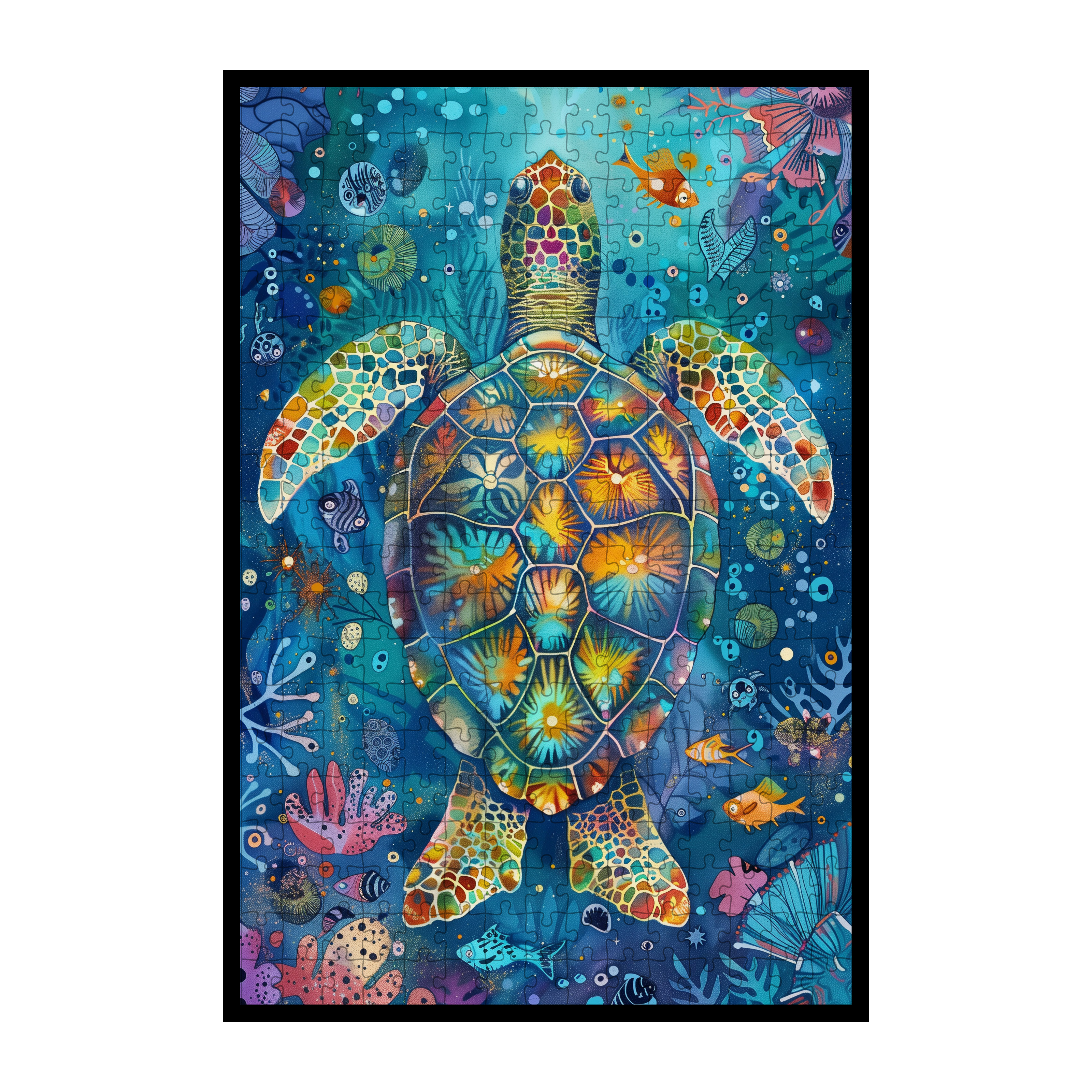 Ocean Sea Turtle Mandala Wooden Jigsaw Puzzle - Serene Marine Animal Shaped Wood Puzzle - Coastal Home Decor