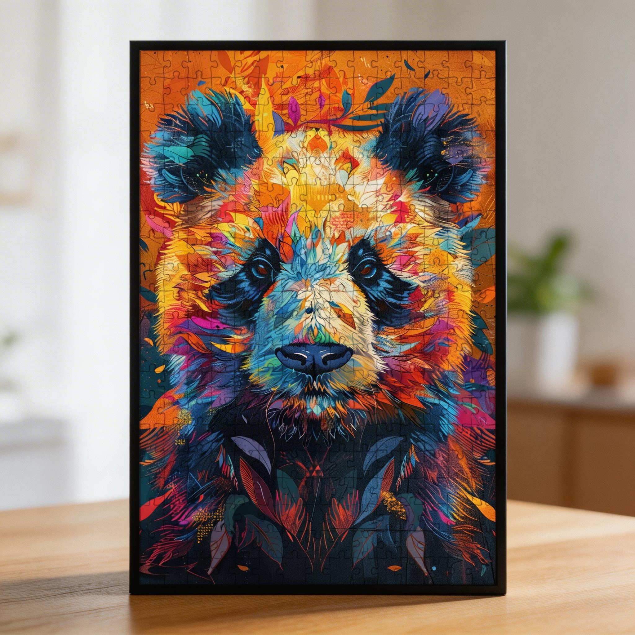 Peaceful Panda Mandala Wooden Jigsaw Puzzle - Zen Animal Shaped Wood Puzzle - Relaxing Mindful Gift for Adults