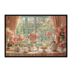 Pink Cherry Blossom Tea Party Wooden Jigsaw Puzzle - Floral Window Wood Puzzle
