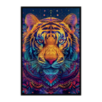 Powerful Tiger Mandala Wooden Jigsaw Puzzle - Bold Animal Shaped Wood Puzzle