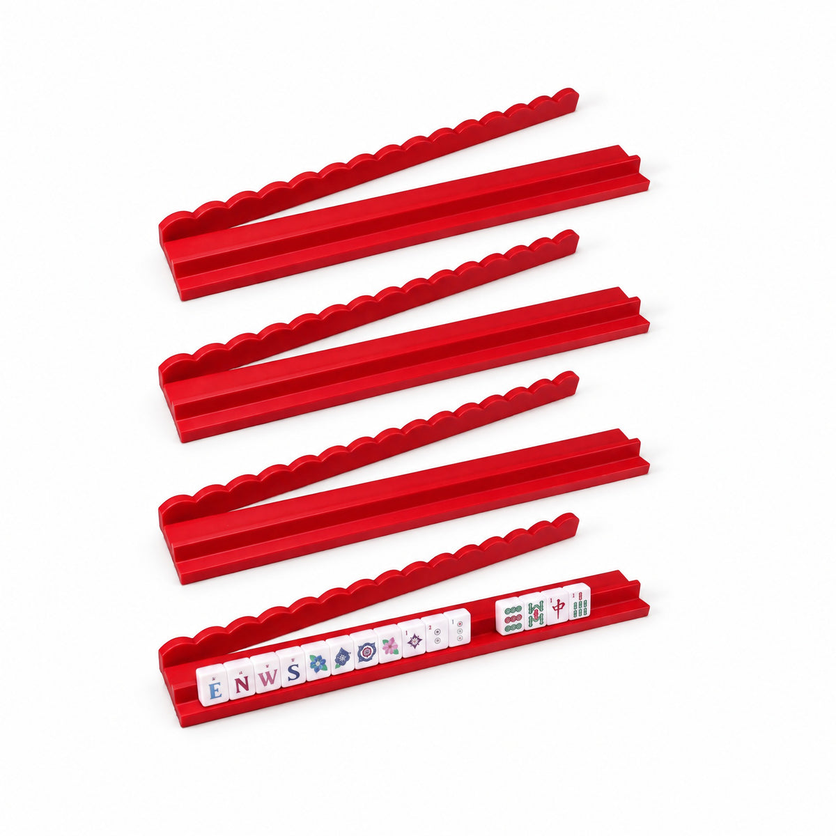 20" Magnetic Wood Scalloped Edge Mahjong Rack & Pusher