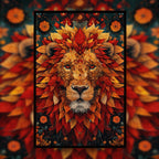 Regal Lion King Mandala Wooden Jigsaw Puzzle - Golden Mane Animal Shaped Wood Puzzle for Adults