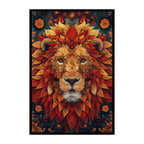 Regal Lion King Mandala Wooden Jigsaw Puzzle - Golden Mane Animal Shaped Wood Puzzle for Adults