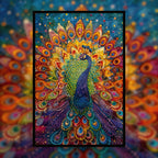 Royal Peacock Mandala Wooden Jigsaw Puzzle - Vibrant Bird Shaped Wood Puzzle - Intricate Decorative Art Piece