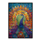 Royal Peacock Mandala Wooden Jigsaw Puzzle - Vibrant Bird Shaped Wood Puzzle - Intricate Decorative Art Piece