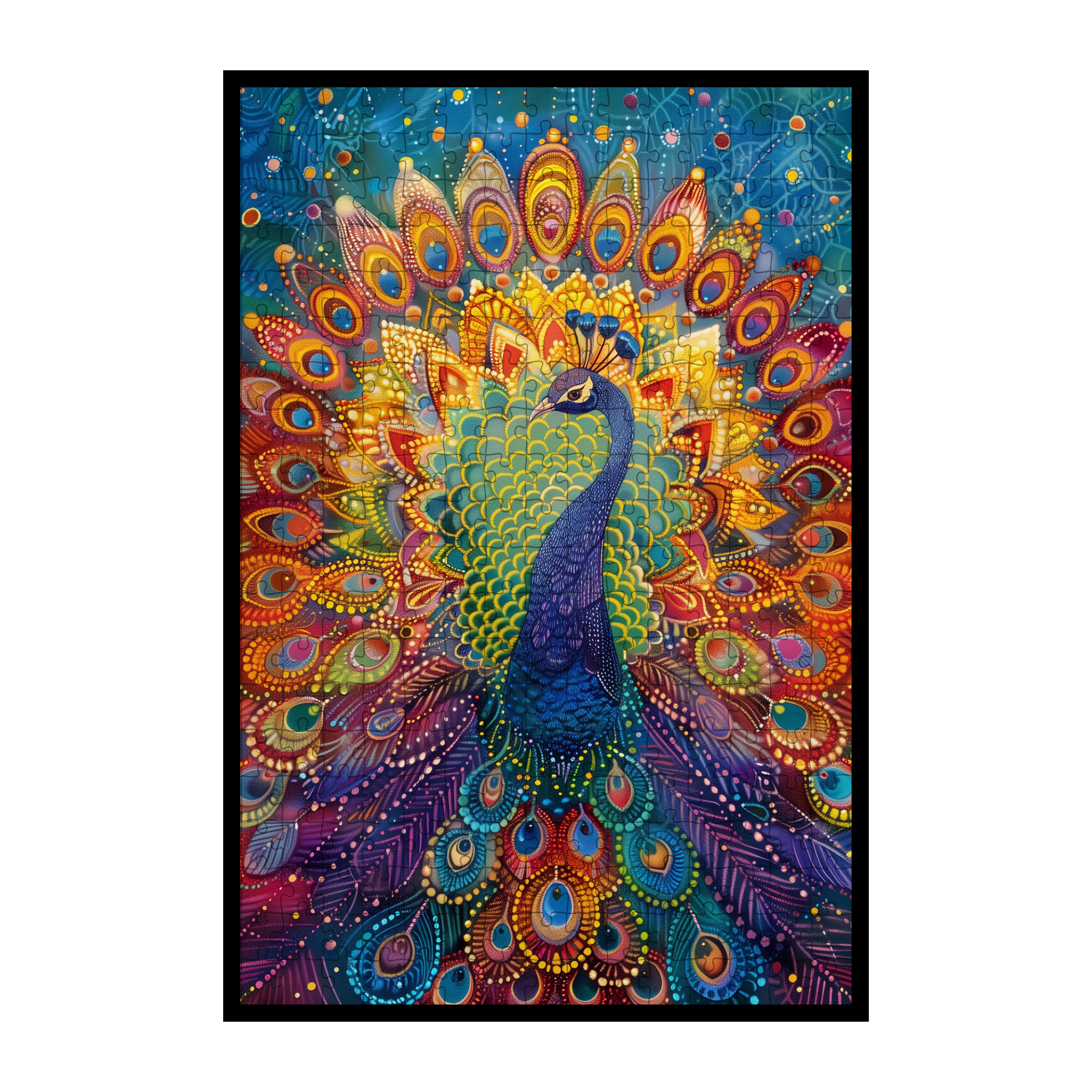 Royal Peacock Mandala Wooden Jigsaw Puzzle - Vibrant Bird Shaped Wood Puzzle - Intricate Decorative Art Piece