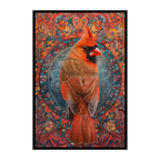 Royal Red Bird Mandala Wooden Jigsaw Puzzle - Intricate Symmetrical Bird Shaped Wood Puzzle