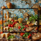 Rustic Italian Pasta Kitchen Wooden Jigsaw Puzzle Framed, Culinary Nook Wall Decor