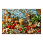 Rustic Italian Pasta Kitchen Wooden Jigsaw Puzzle Framed, Culinary Nook Wall Decor