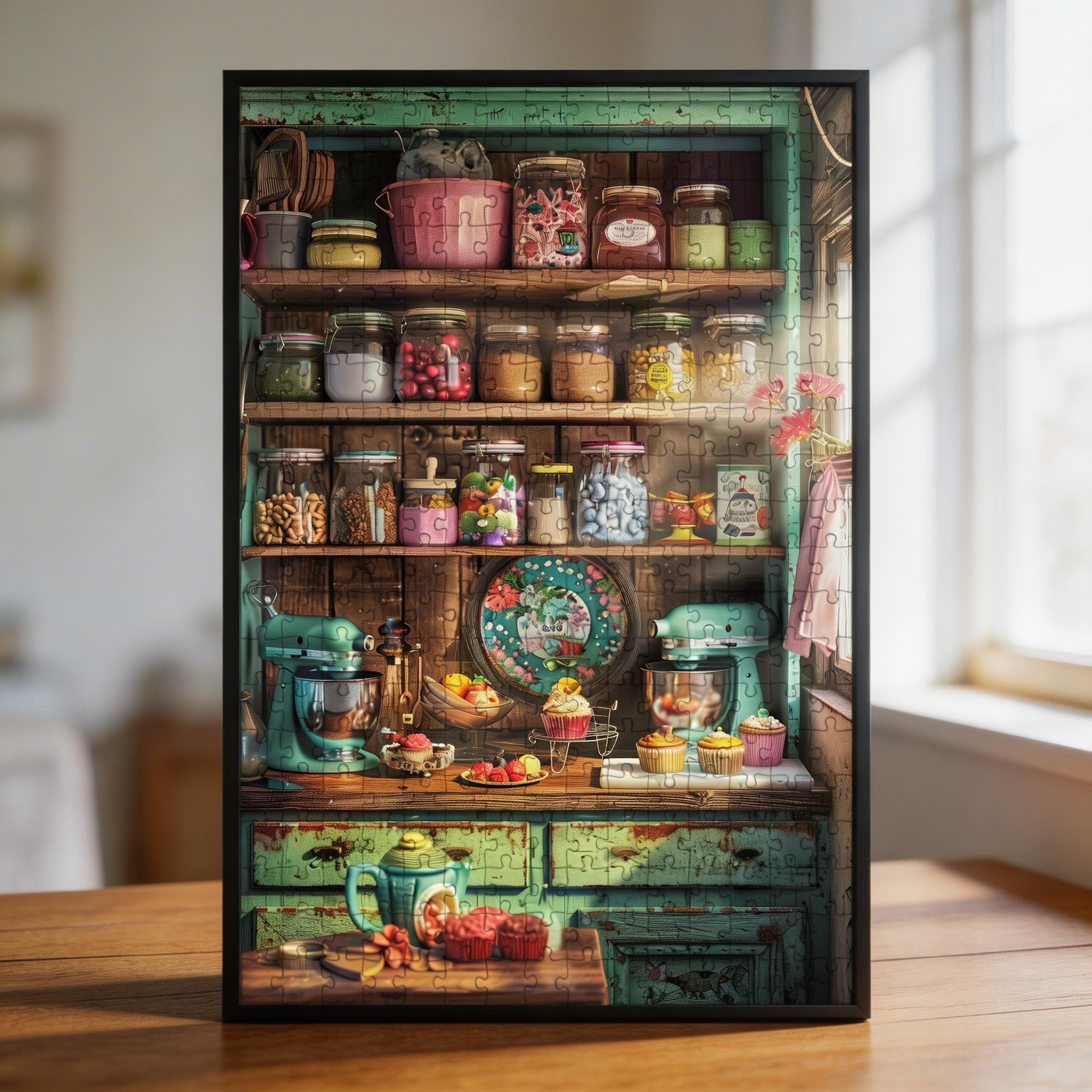 Rustic Pantry Shelves Wooden Jigsaw Puzzle - Baking Lover Wood Puzzle for Adults