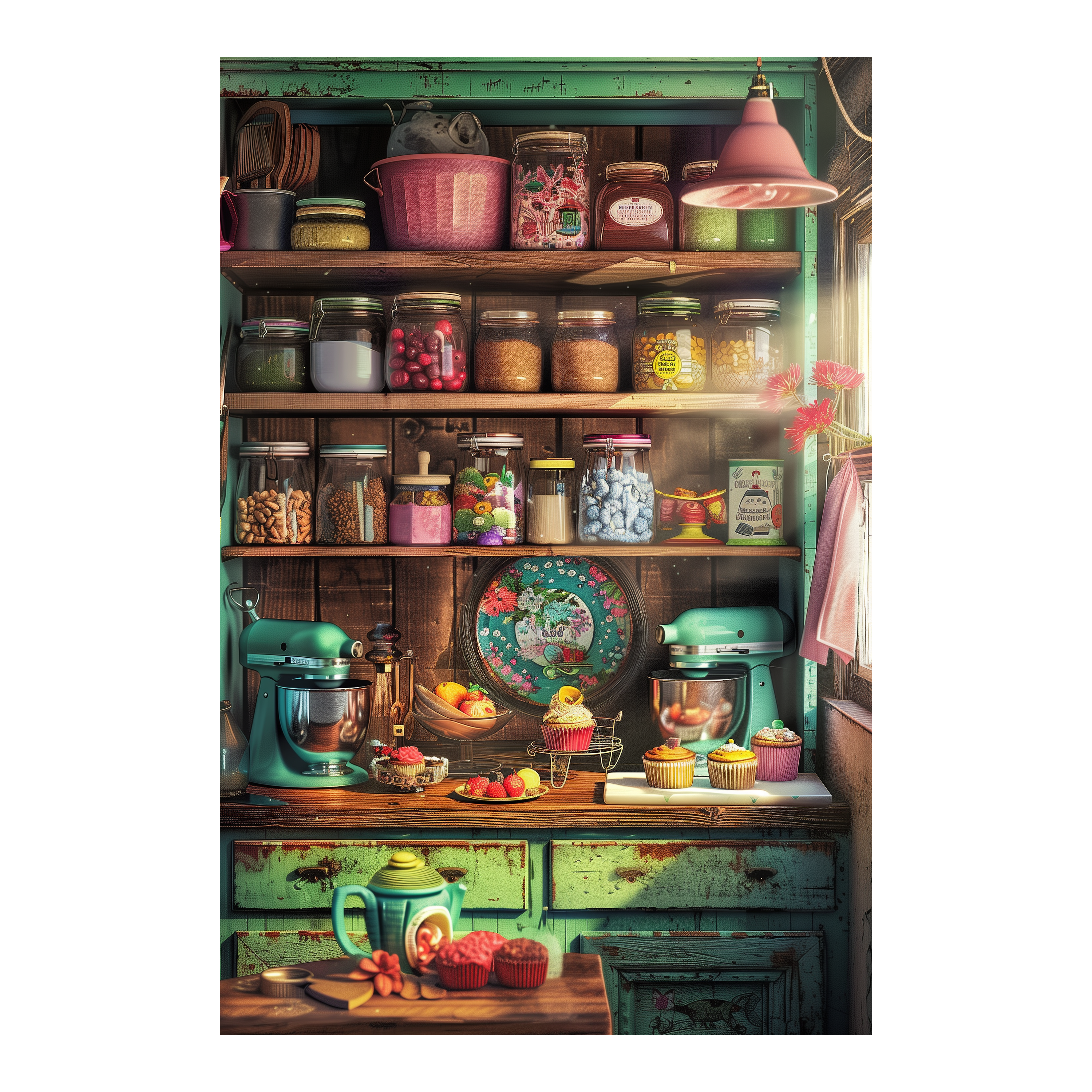 Rustic Pantry Shelves Wooden Jigsaw Puzzle Framed, Baking Lover Wall Art