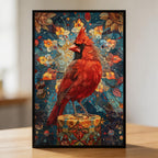 Scarlet Cardinal Mandala Wooden Jigsaw Puzzle - Detailed Geometric Bird Shaped Wood Puzzle