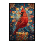 Scarlet Cardinal Mandala Wooden Jigsaw Puzzle - Detailed Geometric Bird Shaped Wood Puzzle