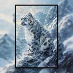 Snow Leopard Shaped Wooden Jigsaw Puzzle - Mountain Wildlife Wood Puzzle for Adults