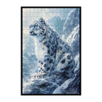 Snow Leopard Shaped Wooden Jigsaw Puzzle - Mountain Wildlife Wood Puzzle for Adults