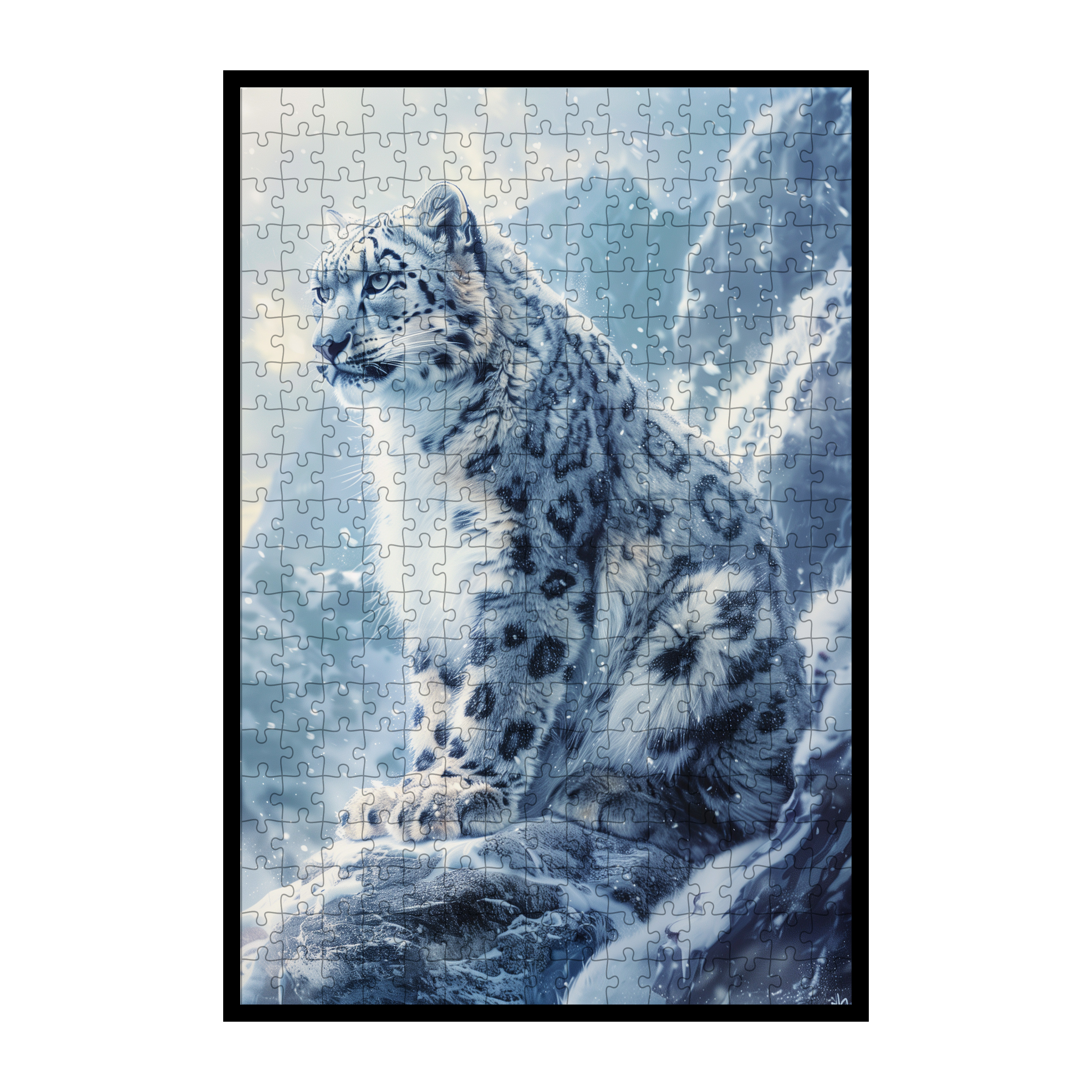 Snow Leopard Shaped Wooden Jigsaw Puzzle - Mountain Wildlife Wood Puzzle for Adults