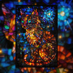 Stained Glass Artistic Cat Wooden Puzzle - Unique Animal Shaped Jigsaw