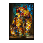 Stained Glass Bear Wooden Puzzle - Majestic Animal Shaped Jigsaw for Adults