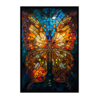 Stained Glass Butterfly Wooden Puzzle - Vibrant Animal Shaped Jigsaw Art