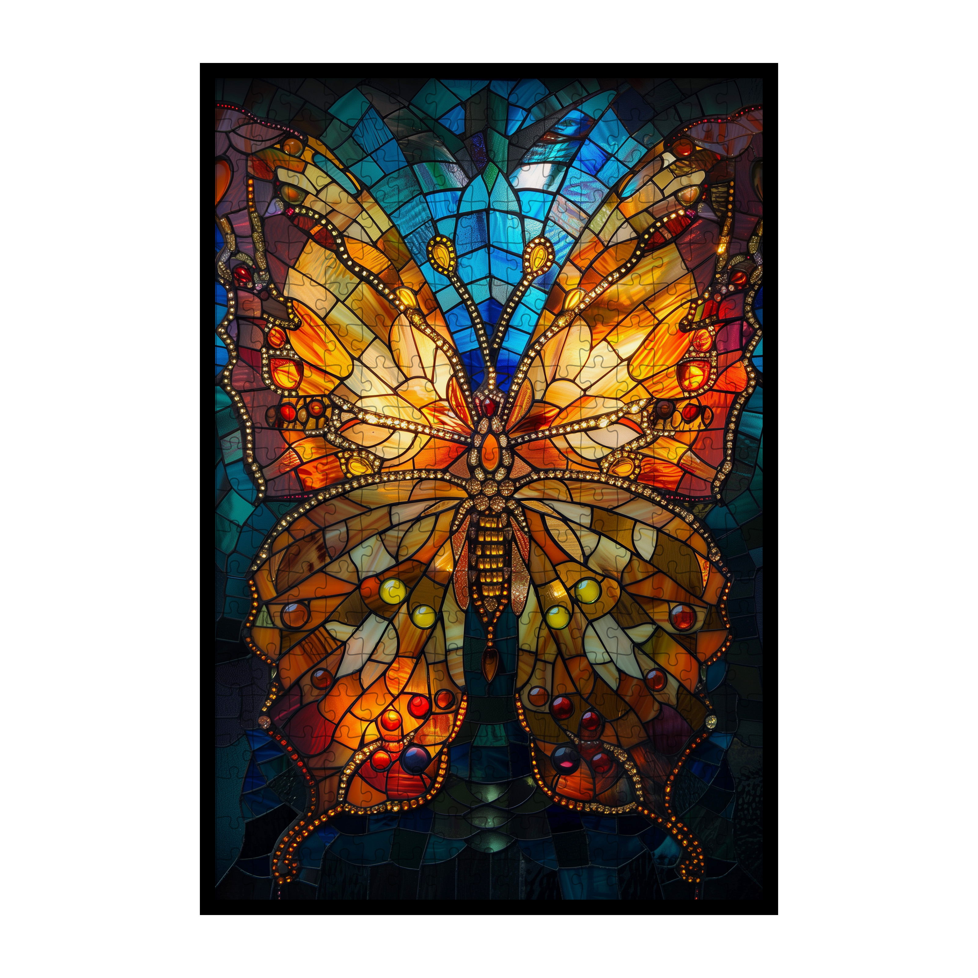 Stained Glass Butterfly Wooden Puzzle - Vibrant Animal Shaped Jigsaw Art