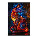 Stained Glass Cat Wooden Puzzle - Unique Animal Shaped Jigsaw for Adults