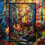 Stained Glass Deer Wooden Puzzle - Elegant Forest Animal Jigsaw for Adults
