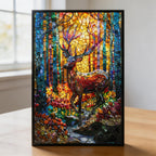 Stained Glass Deer Wooden Puzzle - Elegant Forest Animal Jigsaw for Adults