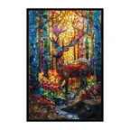 Stained Glass Deer Wooden Puzzle - Elegant Forest Animal Jigsaw for Adults