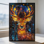 Stained Glass Deer Wooden Puzzle - Majestic Animal Shaped Jigsaw for Adults