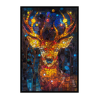 Stained Glass Deer Wooden Puzzle - Majestic Animal Shaped Jigsaw for Adults