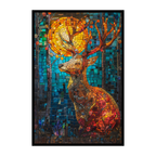 Stained Glass Deer Wooden Puzzle - Majestic Forest Animal Jigsaw for Adults