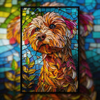 Stained Glass Dog Wooden Puzzle - Vibrant Animal Shaped Jigsaw for Adults