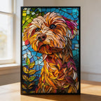 Stained Glass Dog Wooden Puzzle - Vibrant Animal Shaped Jigsaw for Adults