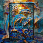 Stained Glass Dolphin Wooden Puzzle - Ocean Theme Animal Shaped Jigsaw