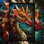 Stained Glass Dragon Wooden Puzzle - Majestic Fantasy Jigsaw for Adults