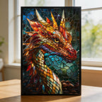 Stained Glass Dragon Wooden Puzzle - Majestic Fantasy Jigsaw for Adults