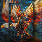 Stained Glass Eagle Wooden Puzzle - Bold Bird Shaped Jigsaw for Adults