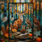 Stained Glass Forest Animal Collection Wooden Puzzle - Intricate Jigsaw for Adults