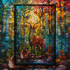 Stained Glass Forest Animals Wooden Puzzle - Large Intricate Jigsaw for Adults