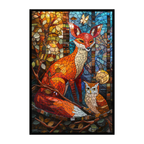 Stained Glass Fox Wooden Puzzle - Unique Animal Shaped Jigsaw Gift