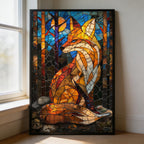 Stained Glass Fox Wooden Puzzle - Vibrant Animal Shaped Jigsaw for Adults