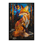 Stained Glass Fox Wooden Puzzle - Vibrant Animal Shaped Jigsaw for Adults